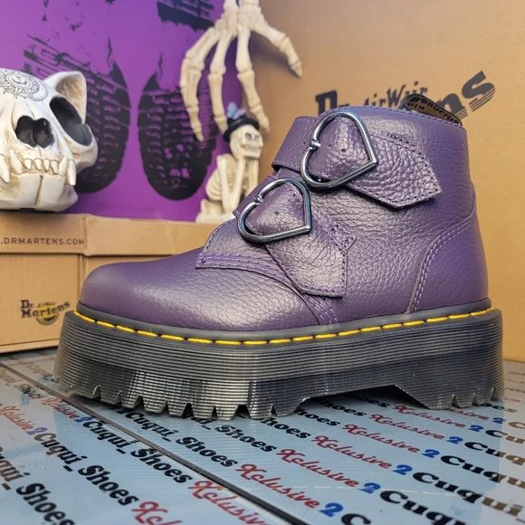 Dr Mertens Devon Heart Quad Platform Leather Boots - Picture 5 of 15